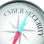 detailed illustration of a compass with Cyber Security text, eps10 vector