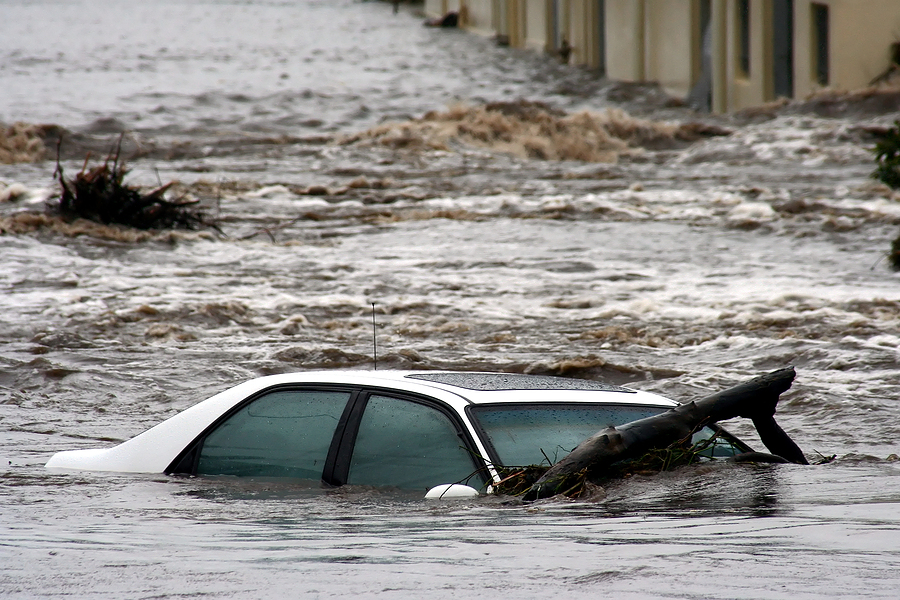 flooded car