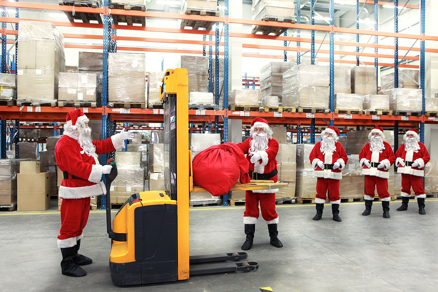 Santa in a warehouse