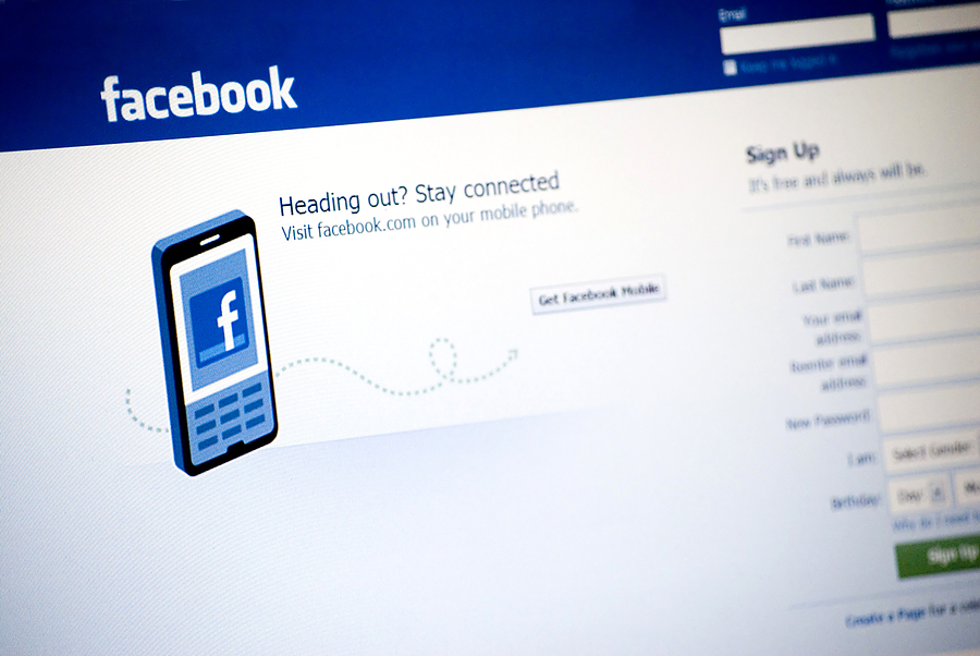 Facebook signup page