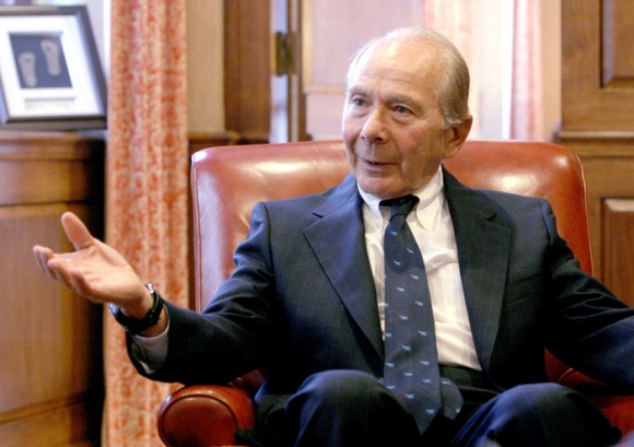 Maurice "Hank" Greenberg,  chairman, president & CEO, American International Group, Inc. (AIG), is seen during an interview in his office in New York, Wednesday, September 22, 2004.  Photographer:  Diane Bondareff/ Bloomberg News.