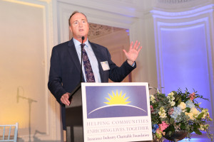 Farmers Insurance CEO Jeff Dailey remembered the Joplin, Mo. tornado while receiving the the Insurance Industry Charitable Foundation's Golden Horizon Award at the organization's annual Horizon Award Gala on March 16 at the Alexandria Hotel in downtown Los Angeles, Calif. 