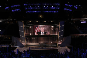 Donald Trump during the Republican National Convention (RNC) in Cleveland, Ohio, U.S., on Tuesday, July 19, 2016.  Photographer: John Taggart/Bloomberg