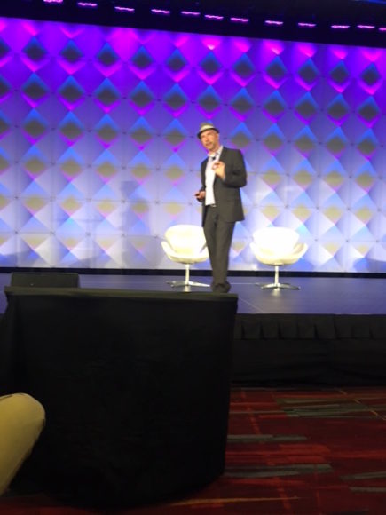 Venture capitalist Caribou Honig speaking at Insuretech Connect Conference in Las Vegas.