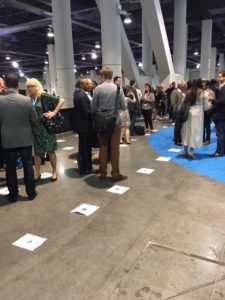 Tech entrepreneurs and investors meet on numbered squares at the 2016 InsureTech Connect Conference in Las Vegas.