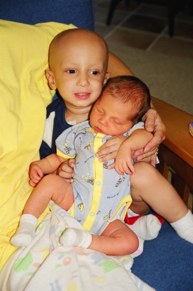 Marshall's baby brother Landis was born right after his last chemo therapy treatment and just before his proton beam radiation. Marshall completed his last treatment just days before his second birthday.
