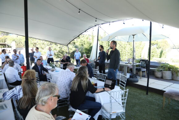 Bill Johnson, CEO, founder and chairman (left), and Tony McIntosh, managing partner (right), addressed Liberty’s partners during the firm’s 2022 Partner Summit Sept. 18 to 20 in Santa Monica, California