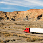 A trucker navigates this Utah highway in his big rig