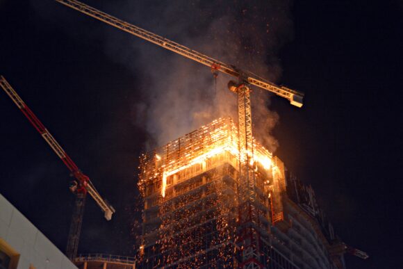 A fire at construction site
