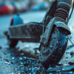Electric scooter crashed on the road