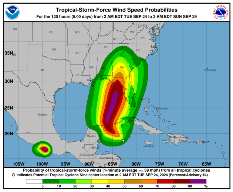 Florida s Big Bend Braces for Third - Helene Wind Map Good 768x632 