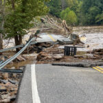 Low Water Bridge on the New River in Fries, VA destroyed by Hurricane Helene