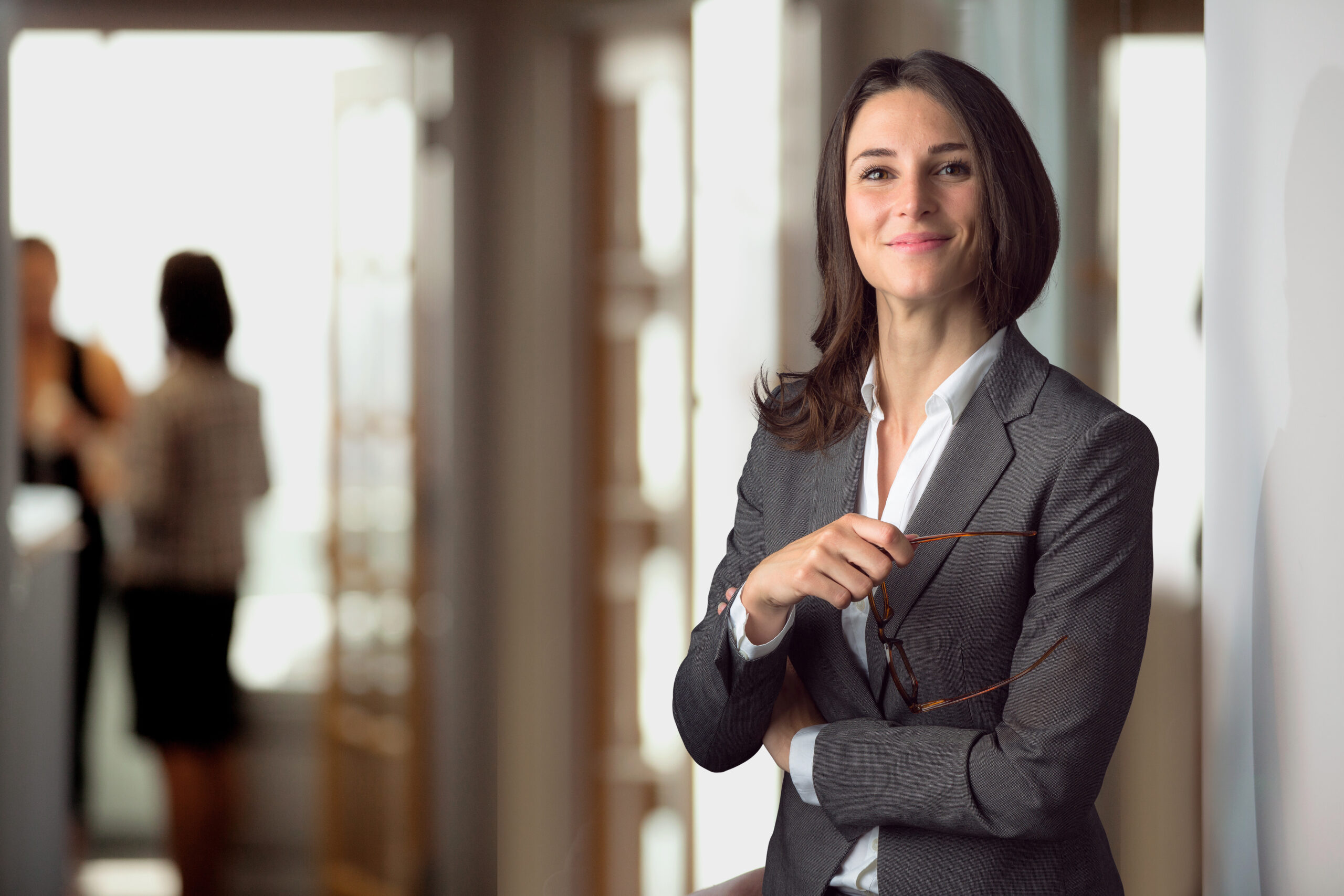 Candid portrait of a joyful cheerful happy employee staff member