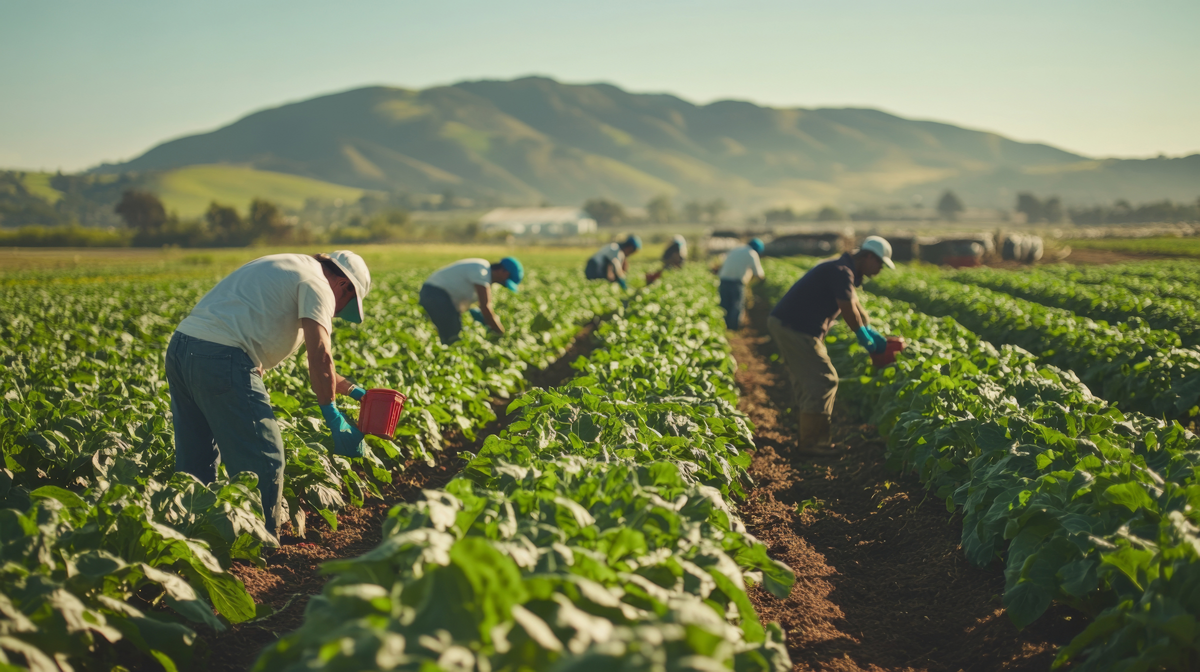 Farmworkers Harvesting Crops in a Field