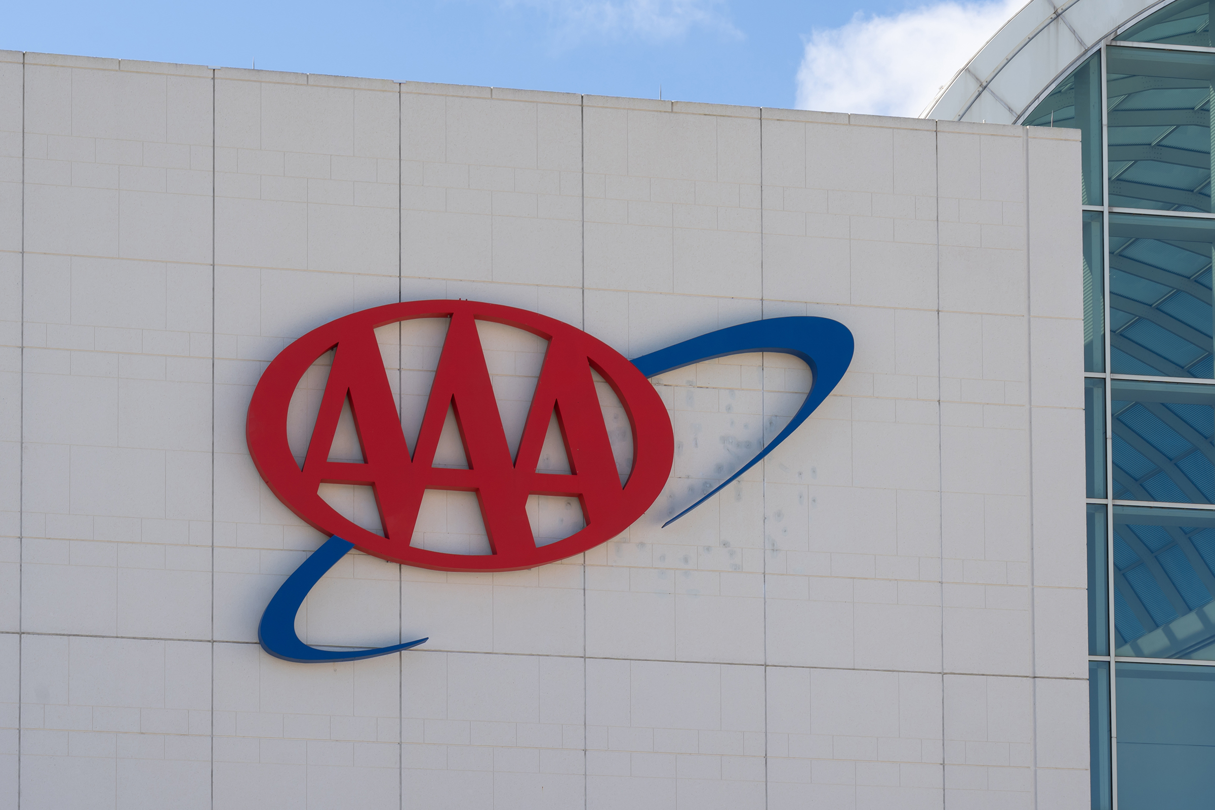 Heathrow, Fl, USA - January 17, 2022: Close up of AAA sign on th