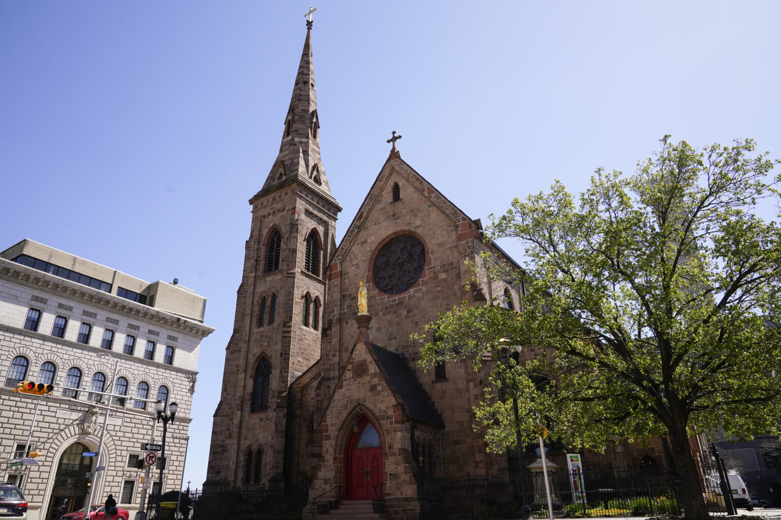 The Cathedral of the Immaculate Conception in Camden, N.J., Wednesday, April 20, 2022. (AP Photo/Matt Rourke, File)