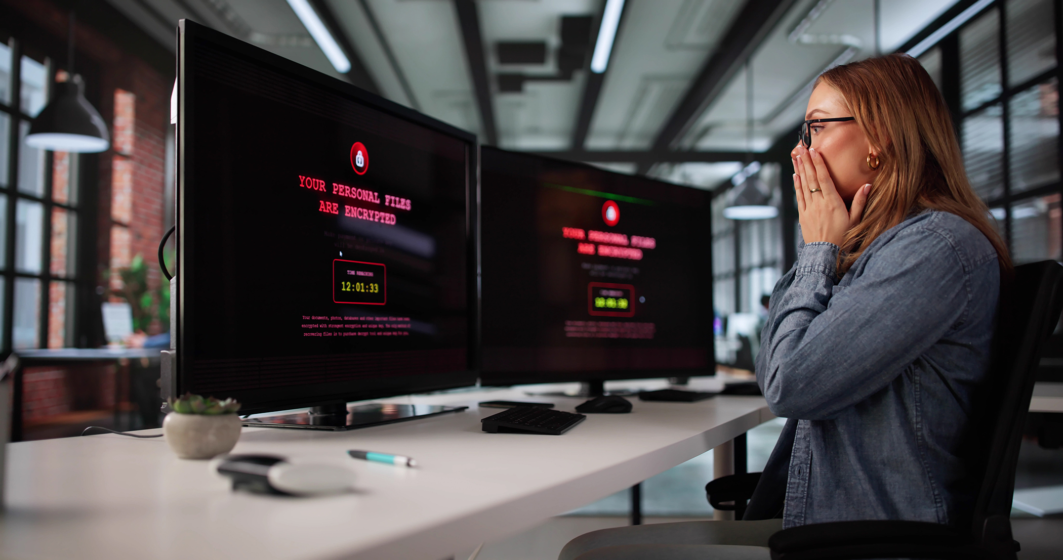 Woman Protecting Her Business From Cyber Security Breach Using Encryption.