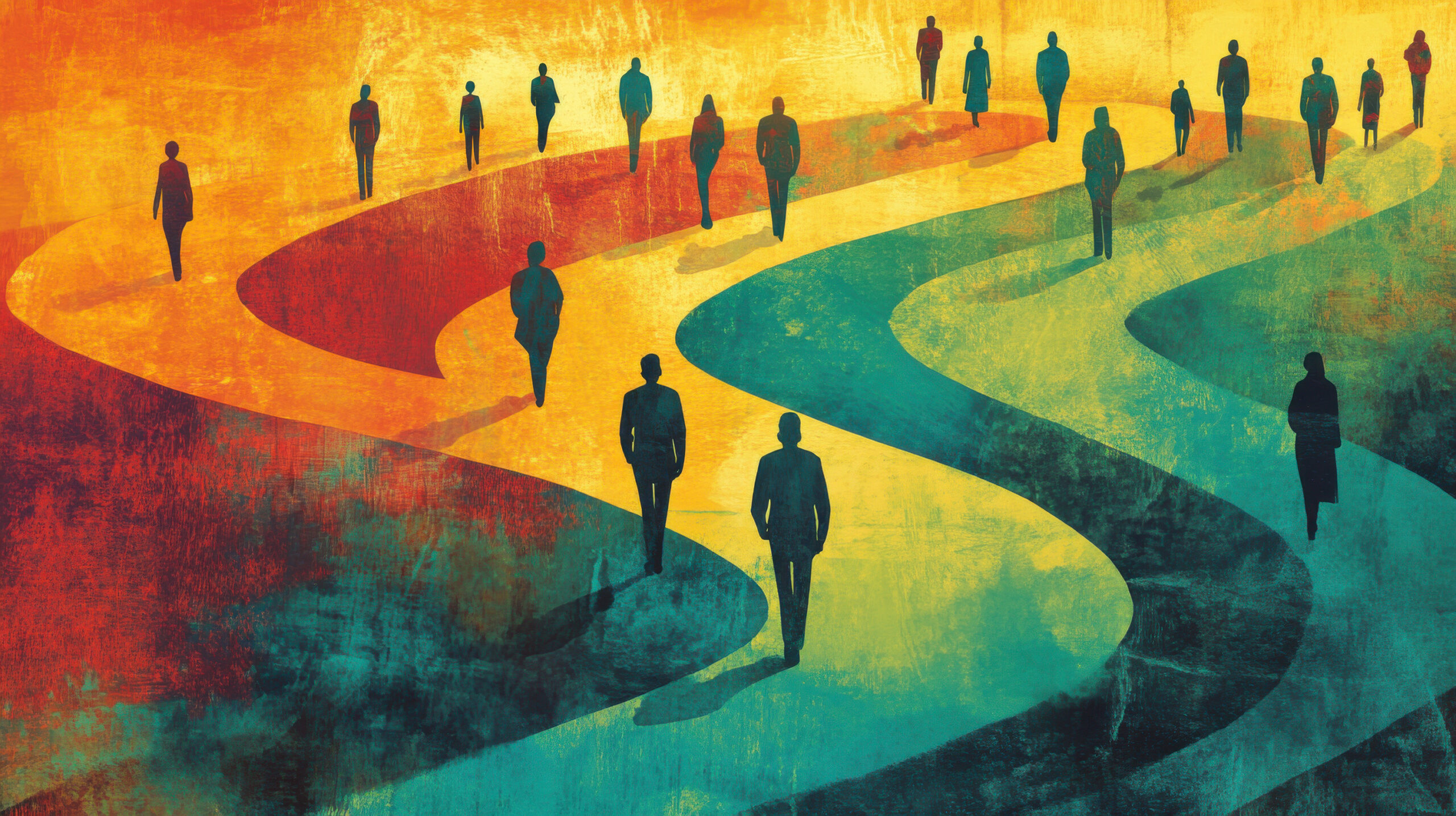 illustration of Professional promotion paths: Clear and accessible career paths that show how employees can move up within the company based on merit and skills --ar 16:9 --v 6.1 Job ID: 2f7ddafa-fd81-40d0-a823-7a4a79ee57e9