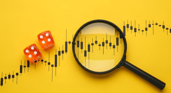 Analyzing market trends and financial risks with dice and a magn