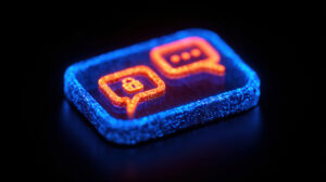 Glowing Neon Secure Chat Bubble Icon Representing Encrypted Messaging Digital Privacy