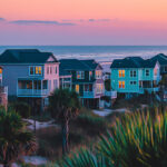 Coastal homes at sunrise