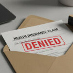 Official health insurance claim paperwork resting inside a craft