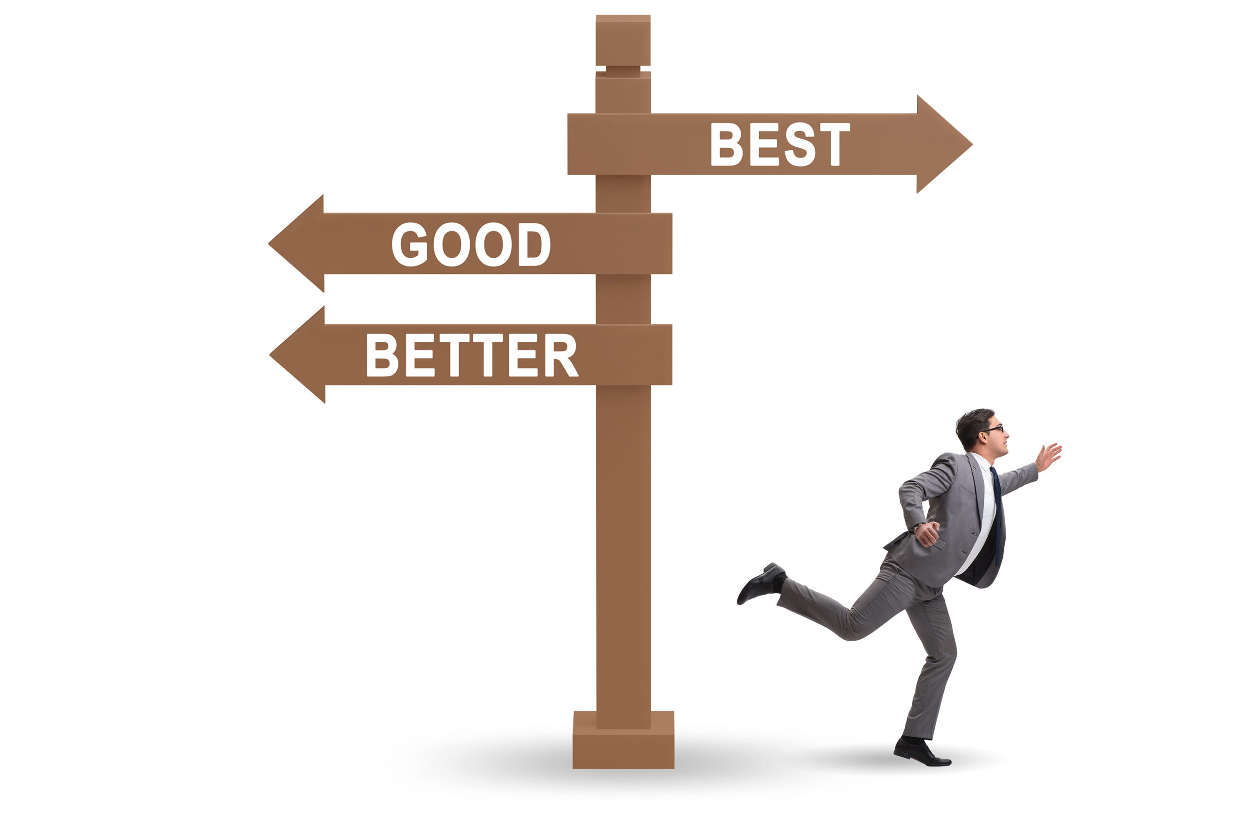 Crossroads concept with good better and the best