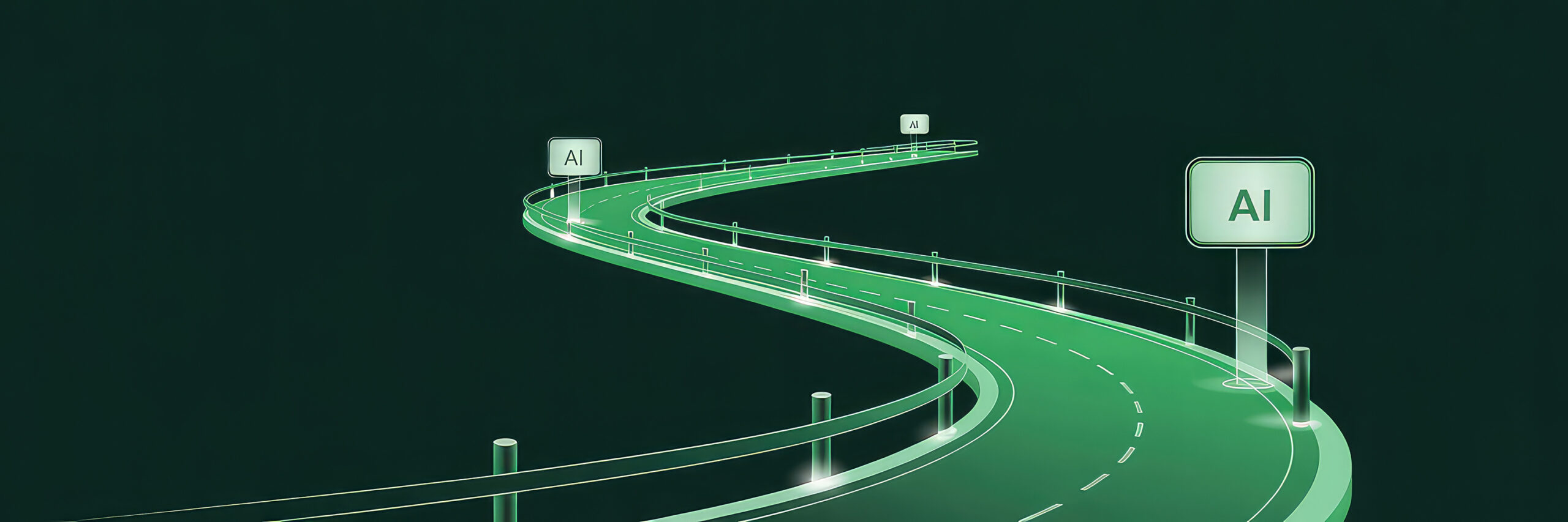 Responsible AI adoption roadmap background with glowing green guide