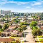 Panoramic view of a neighborhood in Anaheim, Orange County, Cali