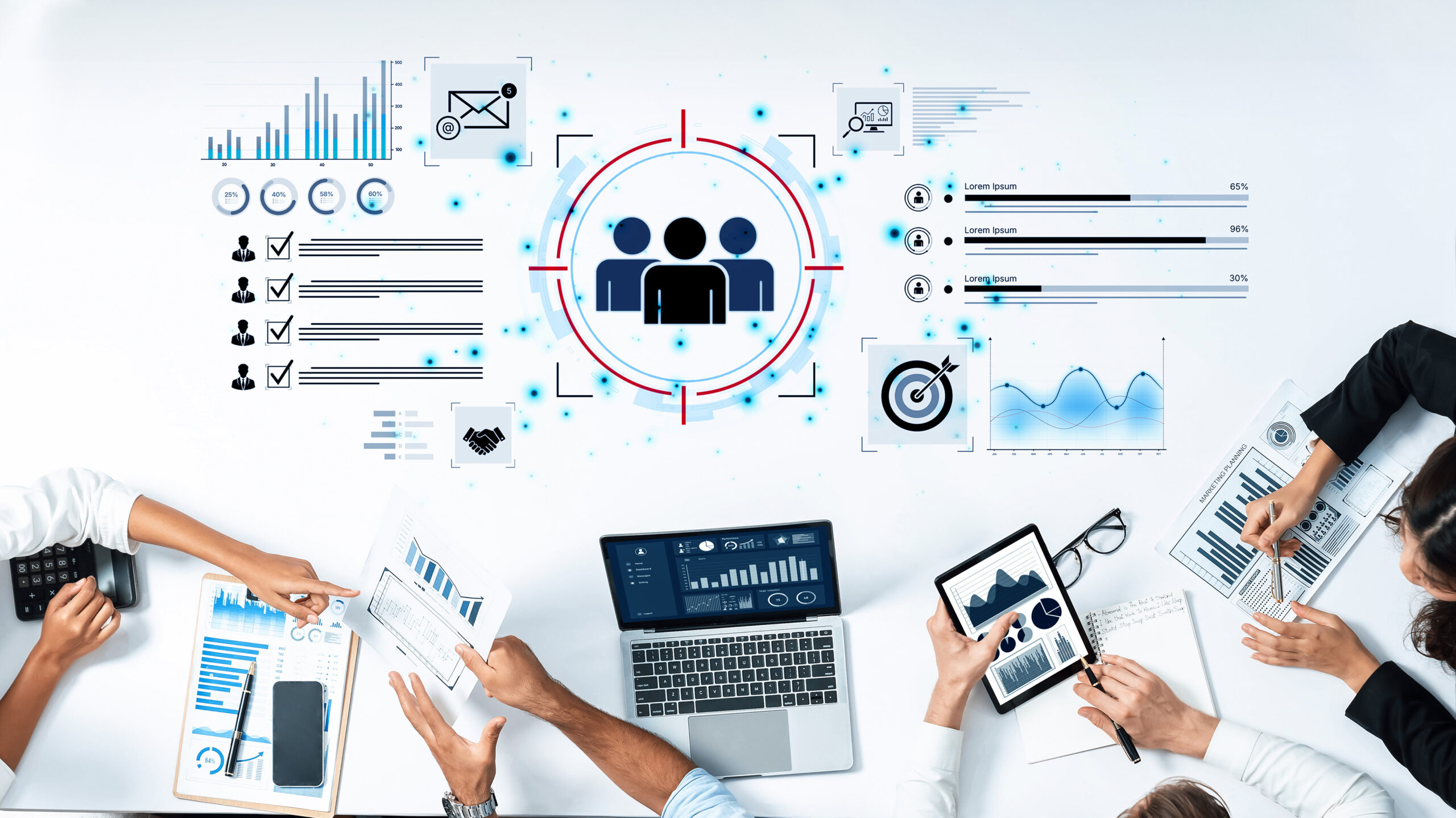 Customer data analysis for target audience and market research.