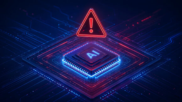 Artificial intelligence threat and danger concept featuring glow