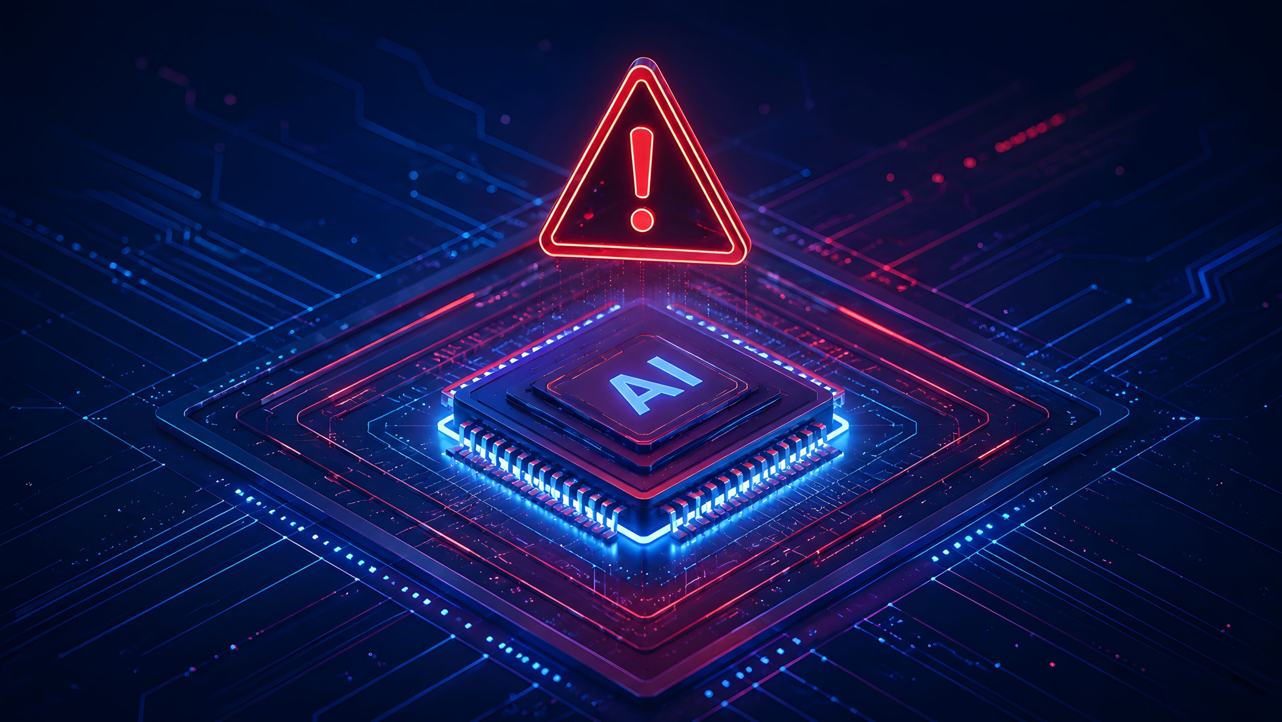 Artificial intelligence threat and danger concept featuring glow