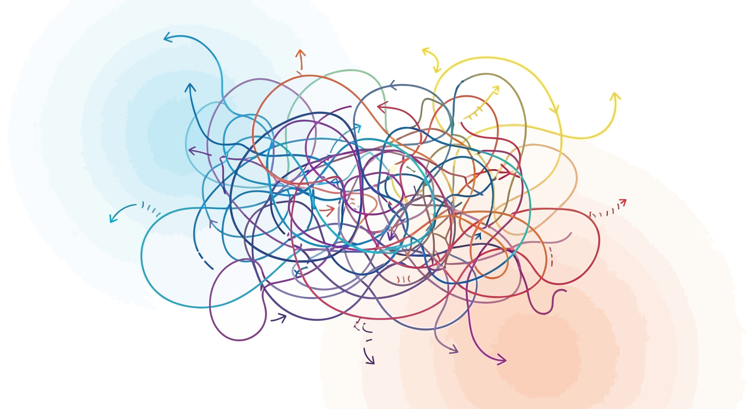 Tangled Arrows and Lines Representing Complexity, Chaos, and Con