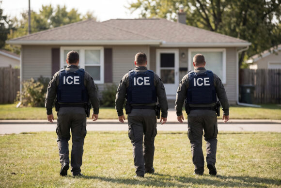 ICE agents breaking into home in suburban residential neighborhood