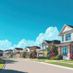 houses in suburb at summer in the north america luxury houses