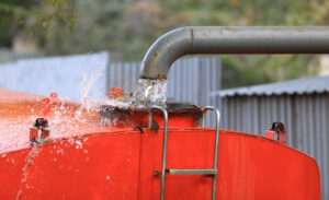 water fills the sprinkler vehicle