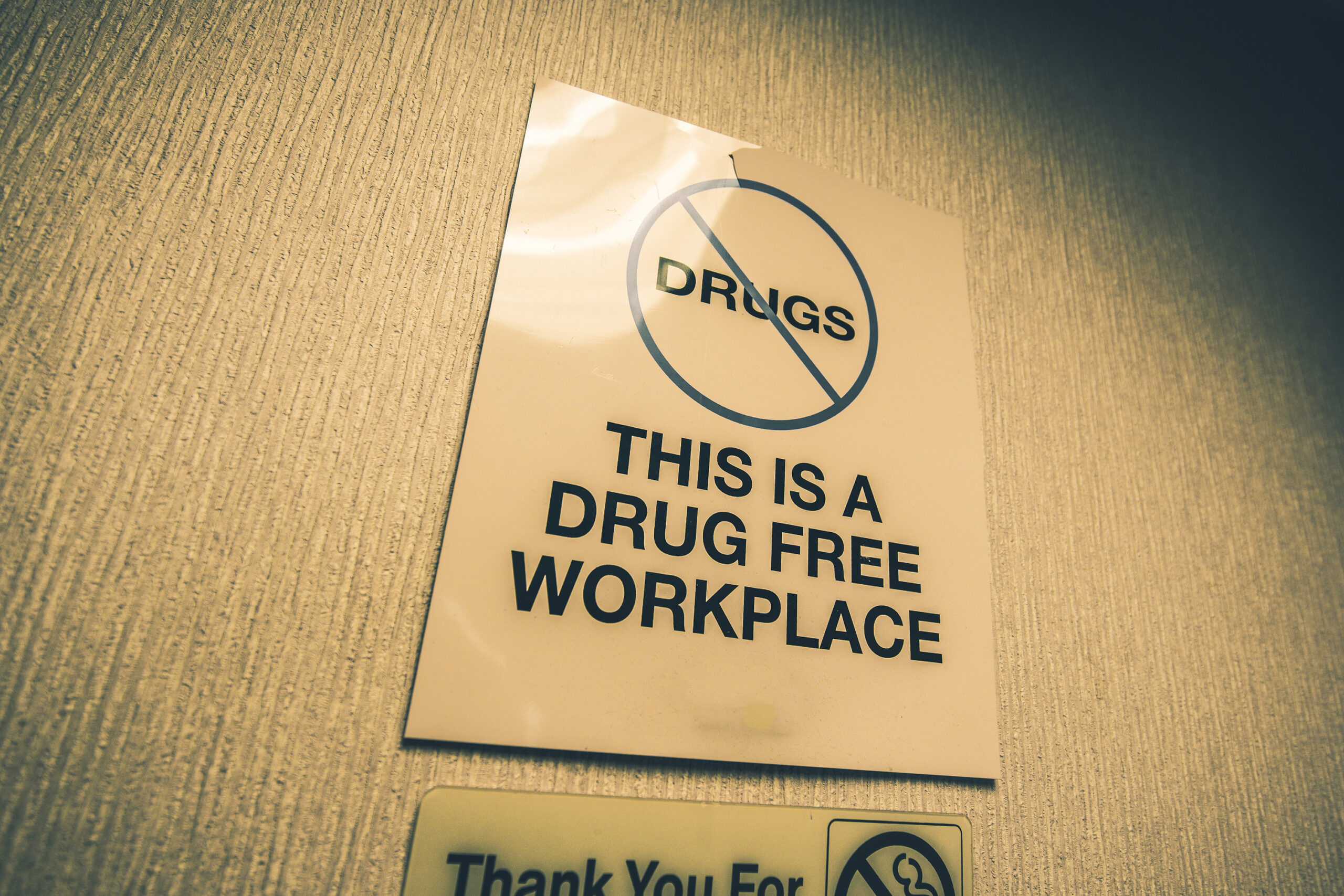 Drug Free Workplace Office Sign. Drugs Prohibited.