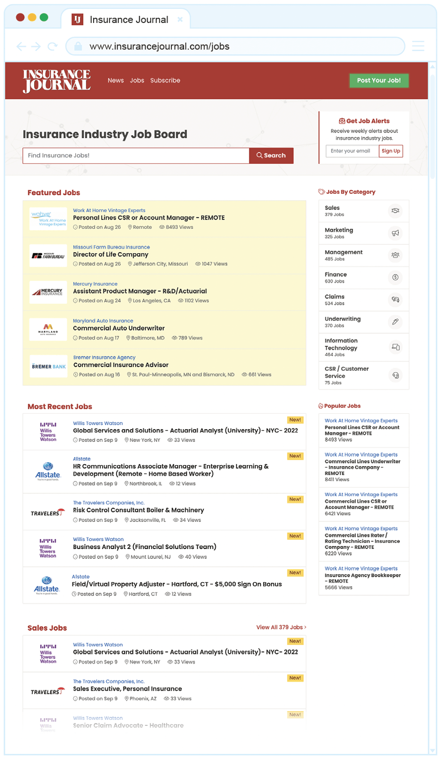 Insurance Journal Job Listings Syndication