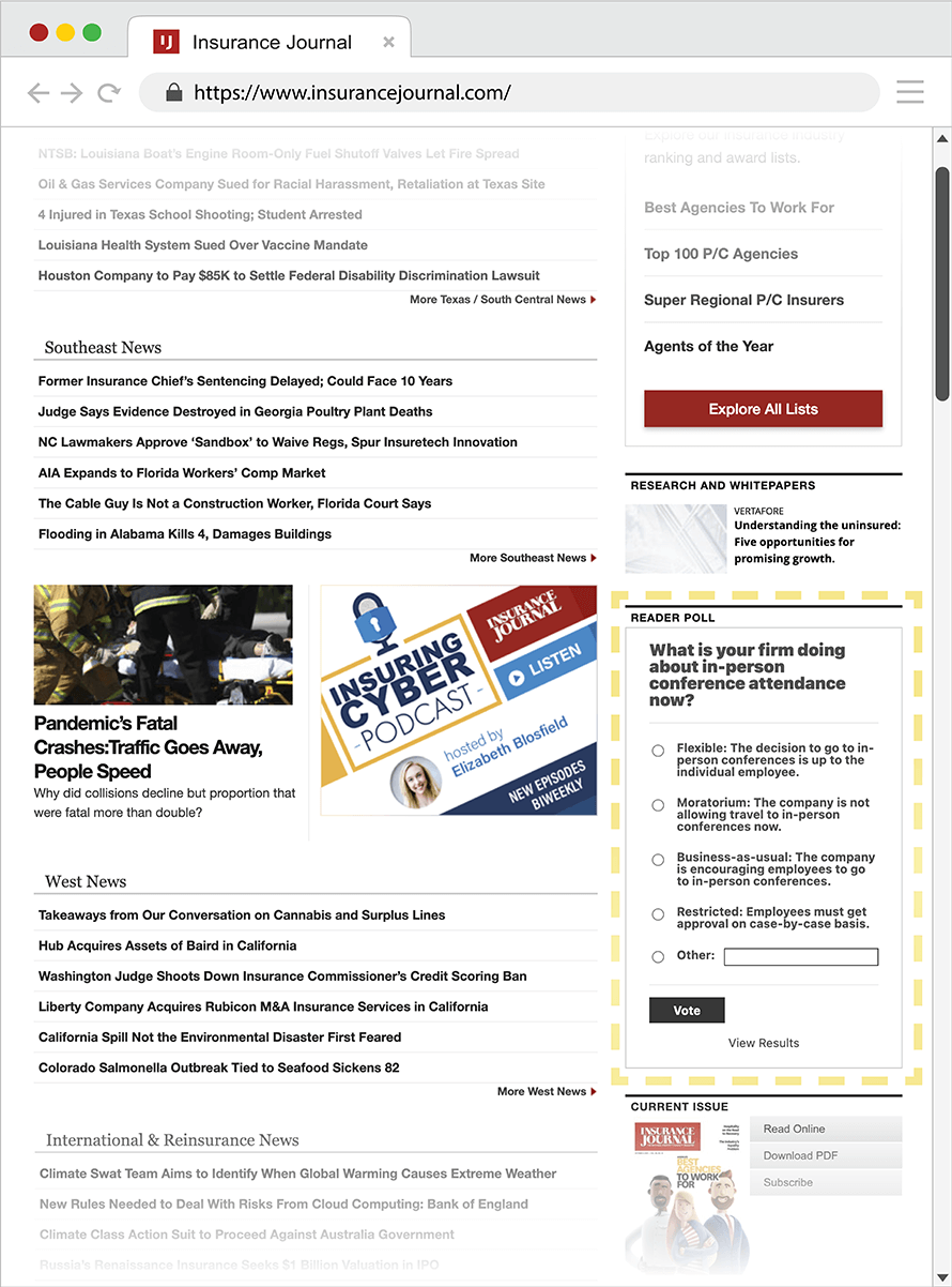 Insurance Journal Website Poll