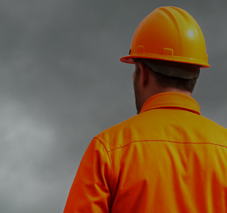 Construction Worker Facing Brewing Storm
