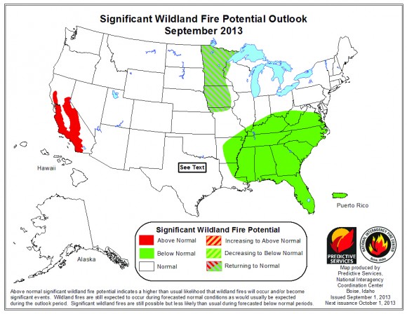 UPDATED Fire Outlook Map for September