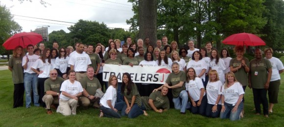 Go team: Travelers workers from the Jericho, N.Y. office got together on a volunteer project during Week of Giving 2012.