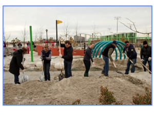 Zurich employees headed to the beach – Rockaway Beach, N.Y. – for a playground restoration project during Week of Giving 2012. (insurance volunteers)