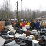 McClain Insurance employees at their e-cycling event.