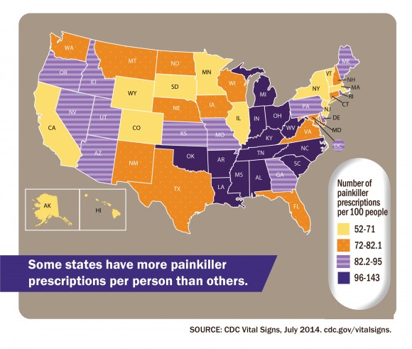 Some states have more painkiller prescriptions per person than o