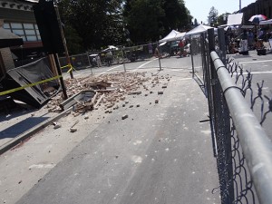 Downtown Napa suffered major damage from Napa's 6.1 magnitude earthquake.  Photo by Amy O'Connor, Insurance Journal 